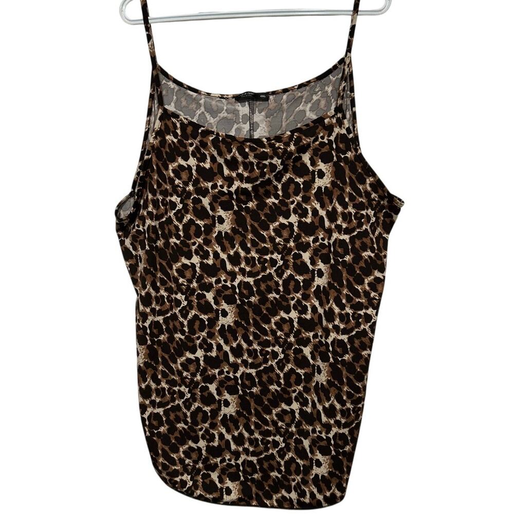 SHEIN‎ Curve Women's Black Brown Animal Print Tank Top Size 4XL